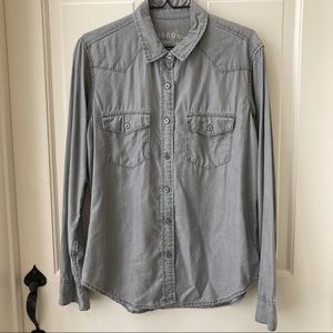 GAP 1969 Western Button Down Tencel Shirt - Gray - Medium